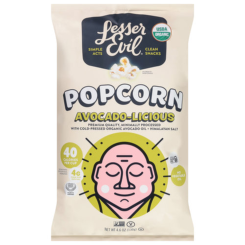 LesserEvil Popcorn, Organic, Avocado-Licious