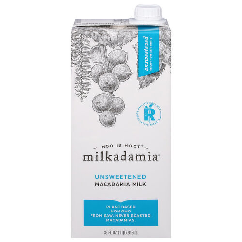 Milkadamia Macadamia Milk, Unsweetened