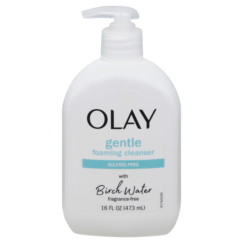 This dermatologist-tested formula foams into a soft lather to remove dirt, oil, and impurities. 180 washes. Oil free. Non-comedogenic. No: sulfates; parabens; synthetic dyes; fragrance. Discard Pump Recycle Bottle. Learn more at Olay.com/committed.