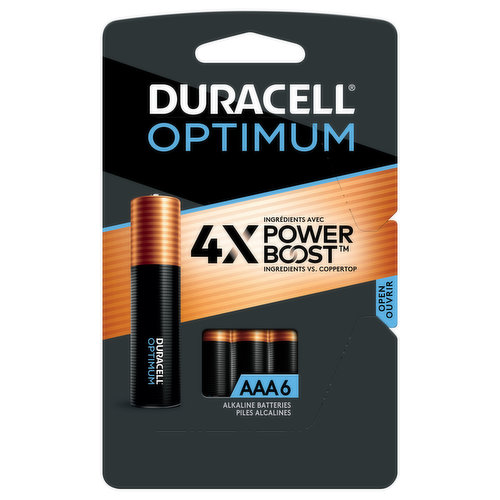 Duracell Optimum Batteries, Alkaline, AAA, 1.5V, 6 Pack