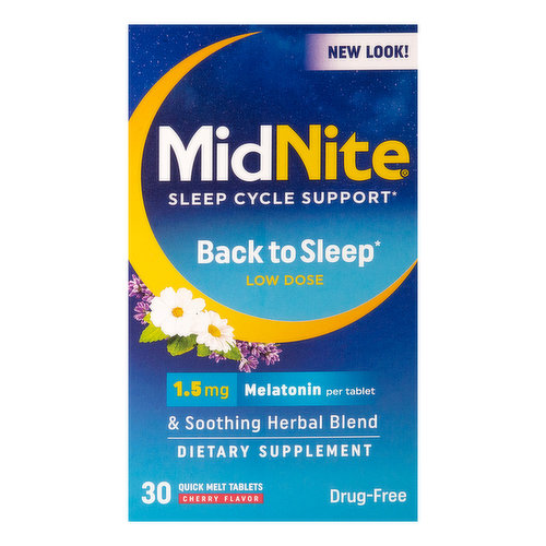 MidNite Melatonin, Low Dose, 1.5 mg, Tablets