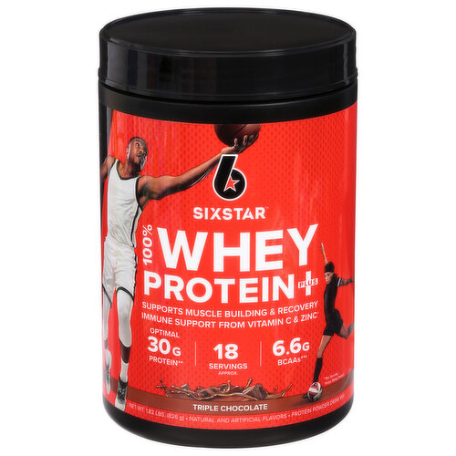 Six Star Protein Powder, Triple Chocolate, 100% Whey Protein Plus