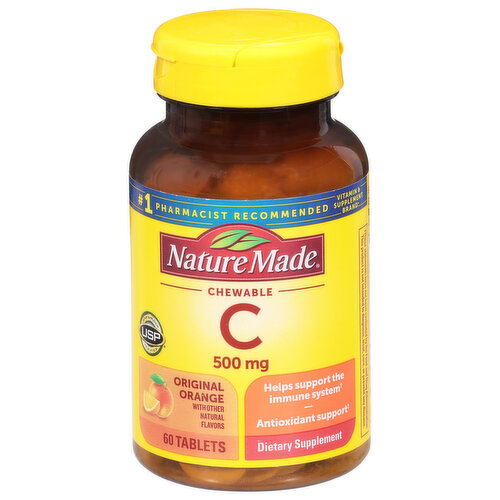 Nature Made Vitamin C, Chewable, 500 mg, Original Orange, Tablets