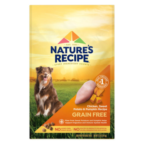 Nature's Recipe Dog Food, Grain Free, Chicken, Sweet Potato & Pumpkin Recipe, Adult