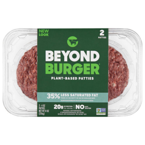 35% less saturated fat than a 4 oz patty of 80/20 ground beef. Saturated fat comparison for 4 oz (raw): 80/20 Ground Beef: 8 g / Beyond Burger: 5 g. No soy. New look. The positive choices we make every day - no matter how small - can have a great impact on ourselves and the planet. At Beyond, we've taken the animal off the table, while still delivering the meaty, plant-based, better-for-you meals you crave. -Ethan Brown, Founder and CEO.