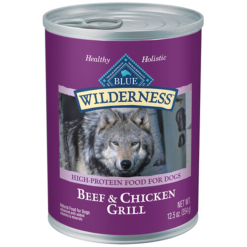 Blue Buffalo BLUE Wilderness Wilderness High Protein, Natural Adult Wet Dog Food, Beef & Chicken Grill