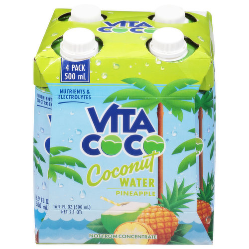 Vita Coco Coconut Water, Pineapple, 4 Pack