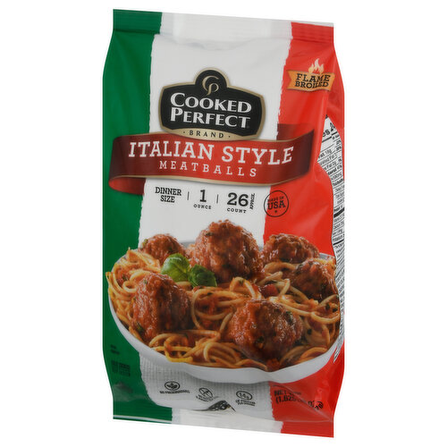 Cooked Perfect Meatballs, Italian Style, Dinner Size
