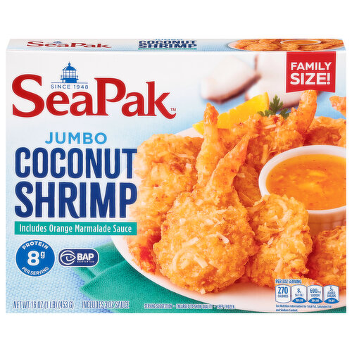 SeaPak Coconut Shrimp, Jumbo, Oven Crispy, Family Size