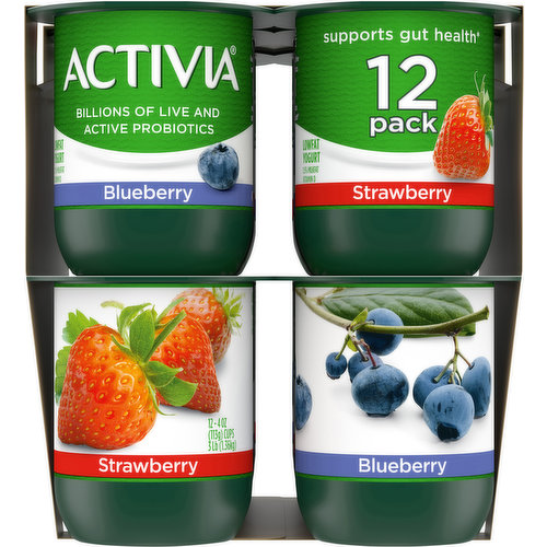 Activia Yogurt Drink, Lowfat, Cherry & Blueberry, Probiotic Dailies, 8 Pack