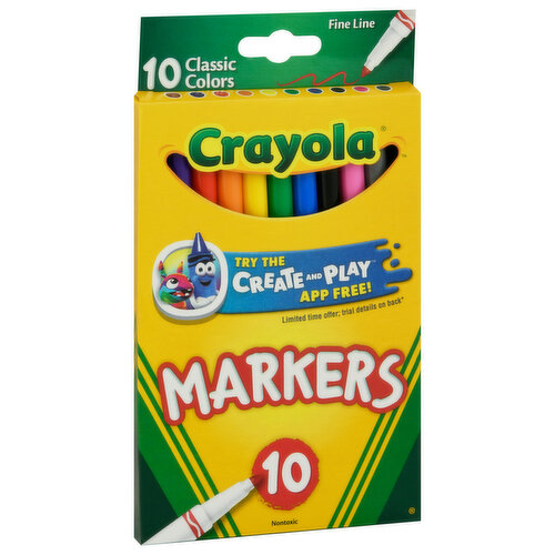 Crayola Markers, Nontoxic, Classic Colors, Fine Line