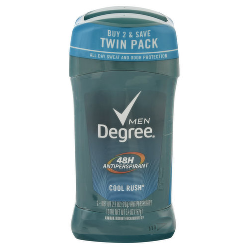 All day sweat and odor protection. Degree Men antiperspirant. Our unique body heat activated formula provides long lasting protection all day long. It instantly responds to changes in your body temperature to help you stay dry as you do more. It won't let you down. DegreeMen.com. (at)DegreeMen. Questions? Call toll-free 1-866-334-7331.