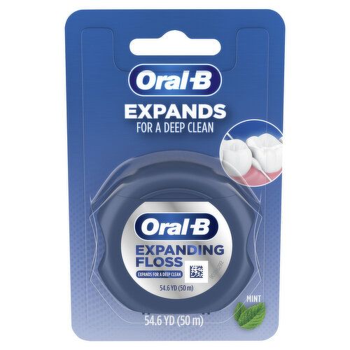 Oral-B Expandable Dental Floss, Mint, Expands For A Deep Clean, 50M