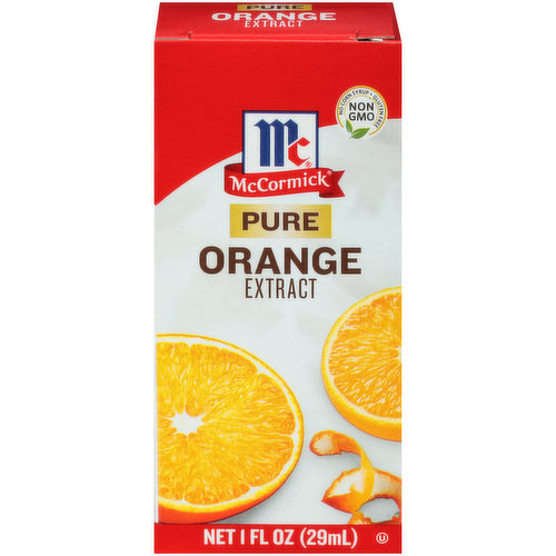 Love the fresh, citrusy flavor of orange? Try McCormick® Pure Orange Extract – an easy way to achieve signature citrus flavor. Made without any artificial flavors, artificial colors or corn syrup, it’s non-GMO and gluten-free. Use it to add a burst of citrus to cheesecakes, smoothies and more. Here at McCormick we’re always working to craft the best flavors for you and your family. That’s why you won’t find any artificial flavors or coloring in this extract.