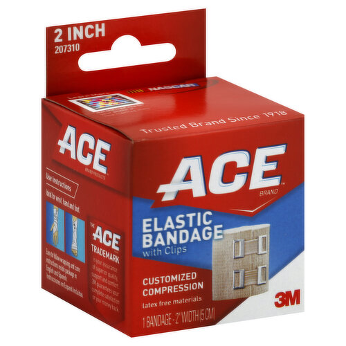 Ace Elastic Bandage, with Clips, 2 Inch