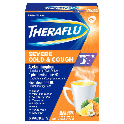 Theraflu Severe Cold & Cough, Nighttime, Honey Lemon