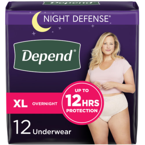 Depend Fresh Protection Incontinence Underwear for Women, Overnight, XL, Blush