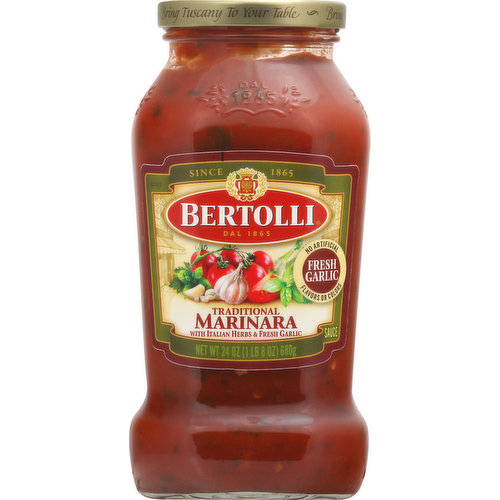 Fresh Garlic: No artificial flavors or colors. Bring Tuscany to you table. Since 1865. With Italian herbs & fresh garlic. Bertolli.com. Questions or comments? Call 1-800-450-8699.