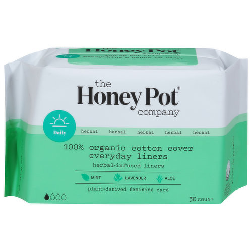 The Honey Pot Company Liners, Herbal-Infused, 100% Organic Cotton Cover, Everyday Liners