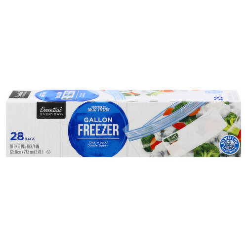 Great Value Double Zipper Freezer Bags, 2 Gallon, 10 Count