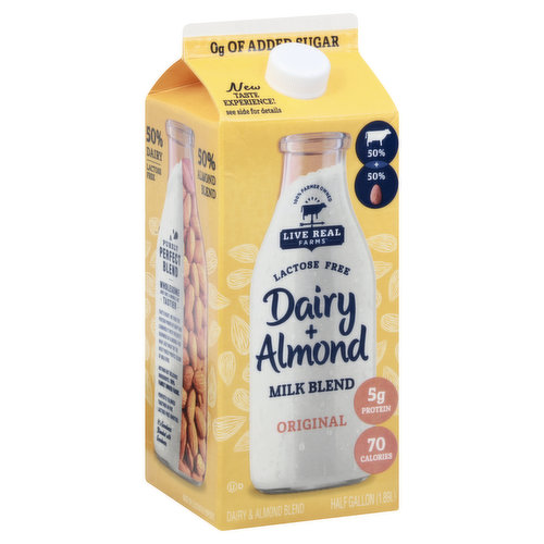 Live Real Farms Milk Blend, Lactose Free, Dairy + Almond Blend, Original