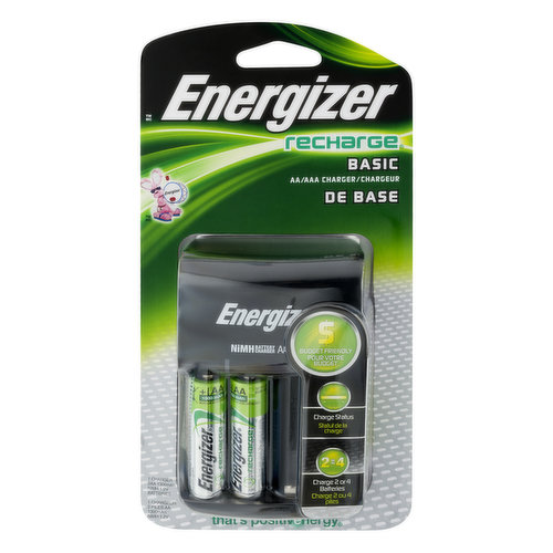 Energizer Rechargeable Charger AA/AAA with 2 NiMH Batteries