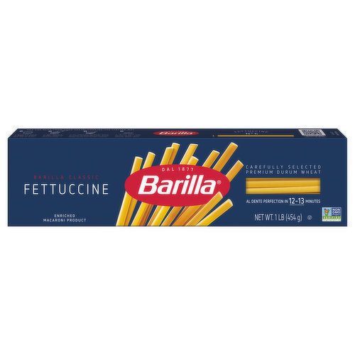 Carefully selected premium durum wheat. Al dente perfection in 12-13 minutesGive people food you would give your own children. Pietro Barilla. 140 years of pasta expertise. Family owned since 1877. Durum wheat highest quality. Responsibly sourced ingredients. Barilla is committed to bringing you the best pasta, from field to table. With over 140 years of pasta-making expertise, we have made it our mission to responsibly source the highest quality durum wheat, and simply do things the right way - for people and for our planet. The result? Delicious al dente pasta that cooks to perfection, every time. Recyclable packaging.