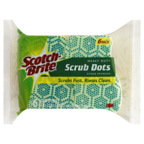 Scotch Brite Scrub Sponges, Scrub Dots, Heavy Duty, 6 Pack