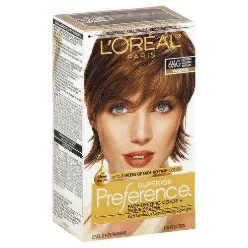 Superior Preference Permanent Haircolor, with Shine Serum, Warmer, Lightest Golden Brown 6-1/2G