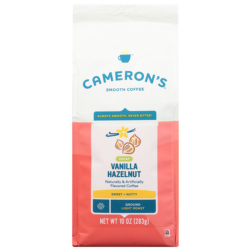 Cameron's Coffee, Ground, Light Roast, Vanilla Hazelnut, Decaf