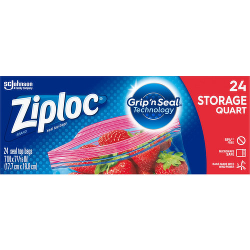 Ziploc Freezer Bags, Seal Top, Quart