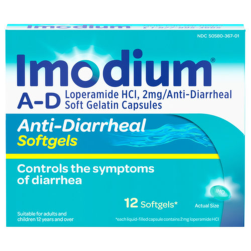 Imodium Anti-Diarrheal, 2 mg, Softgels