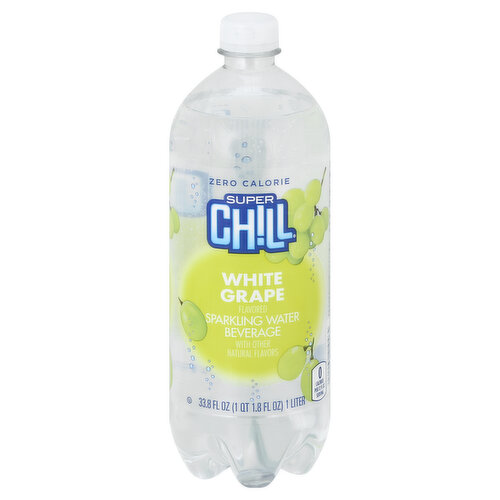 Super Chill Sparkling Water, Zero Calorie, White Grape