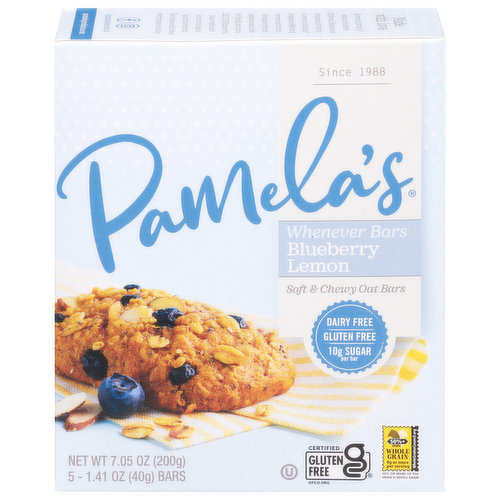 Pamela's Whenever Bars Oat Bars, Soft & Chewy, Blueberry Lemon