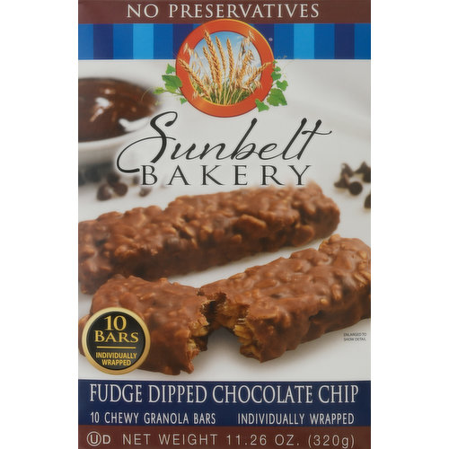 10 bars individually wrapped. Made in our family bakery and brought to your community each week. Taste the difference! Bakery-fresh taste. Send or have available the dated end panel. Recyclable carton.