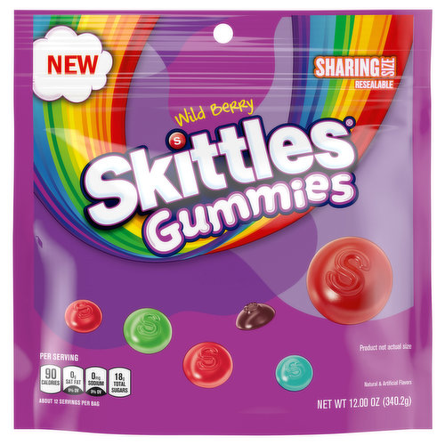 Skittles Soft Candy, Wild Berry, Gummies, Sharing Size