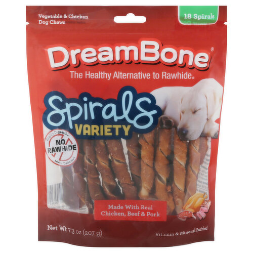 DreamBone Dog Chews, Vegetable & Chicken, Spirals Variety