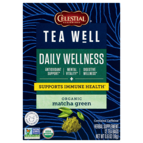 Celestial Seasonings Tea Well Tea Well Organic Matcha Green Daily Wellness Herbal Supplement Tea Bags