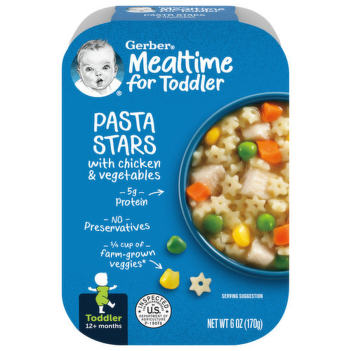 Gerber Mealtime for Toddler Pasta Stars, with Chicken & Vegetables, Toddler, 12+ Months
