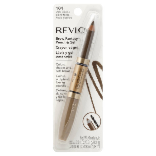 Pencil Crayon: 0.011 oz. Gel: 0.04 fl oz. Colors, shapes and sets brows for a polished look with all day wear. Pencil defines and fills in sparse areas, sheer, tinted gel styles and sets. Ophthalmologist tested. Revlon.com. Made in USA with US and non-US components.