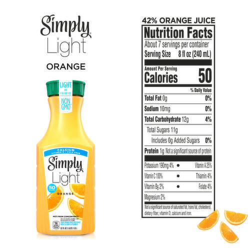 Simply Non GMO No Pulp Orange Fruit Juice, 8 fl oz, 4 Bottles 