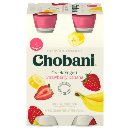 Chobani Yogurt Drink, Greek, Lowfat, Strawberry Banana