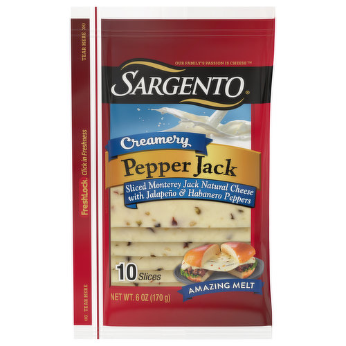 Sargento Cheese Slices, Pepper Jack, Creamery