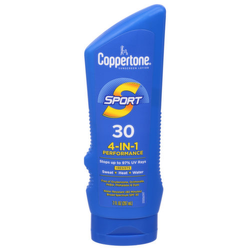 Coppertone Sport Sunscreen Lotion, 4-In-1 Performance, Broad Spectrum SPF 30