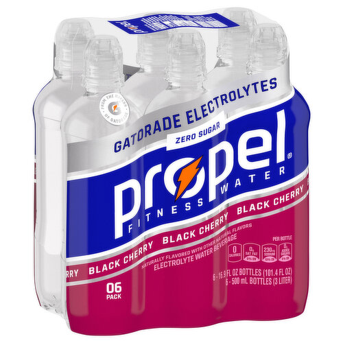 Propel Electrolyte Water Beverage, Black Cherry, 06 Pack