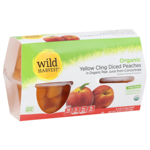 Wild Harvest Organic Peaches, Yellow Cling, Diced