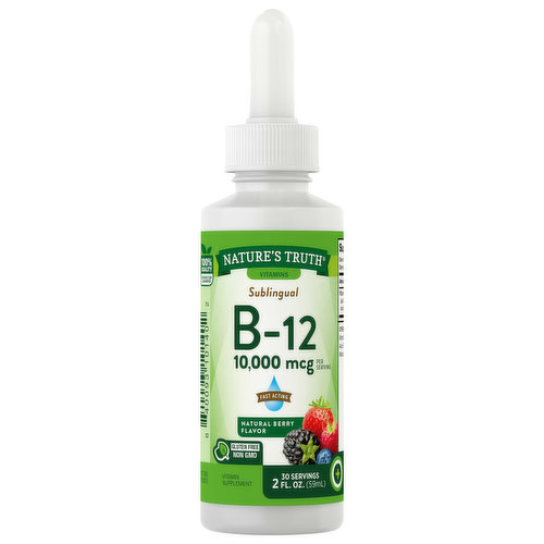 Nature's Truth Vitamin B-12, 10,000 mcg, Natural Berry Flavor, Sublingual