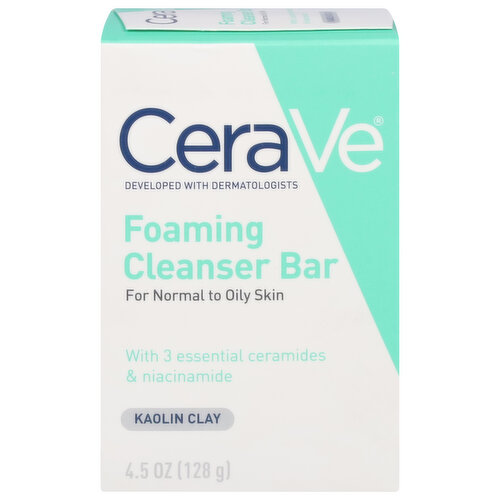 CeraVe Foaming Cleanser Bar, Kaolin Clay