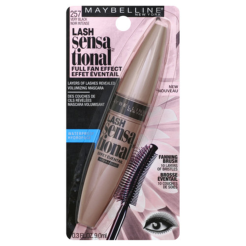 maybelline Lash Sensational Mascara, Waterproof, Very Black 257