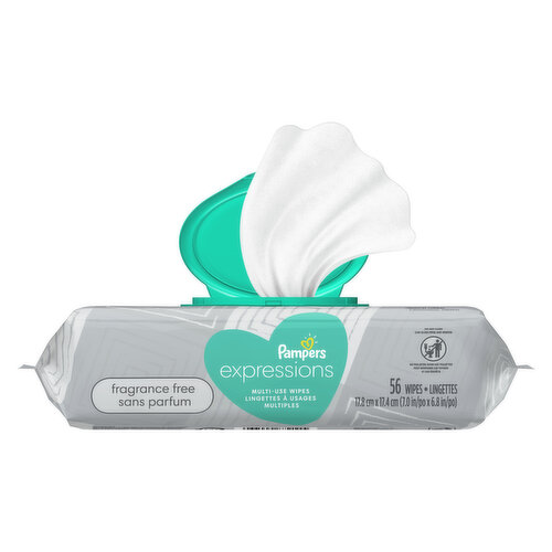 Pampers Expressions Baby Wipes Expressions Fragrance Free 1X Pop-Top Packs 56 Count